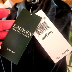 NWT Lauren Ralph Lauren Stretch Velvet Tunic 3X Forest Green